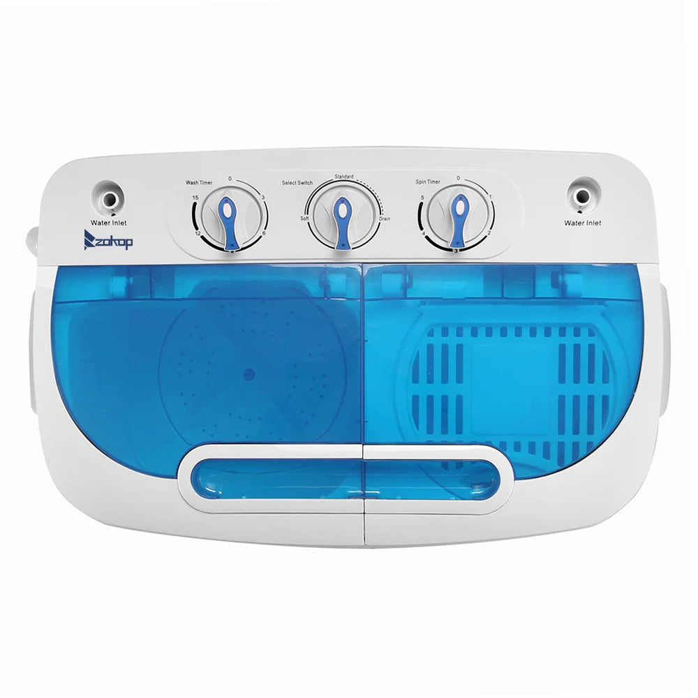 Portable 15lbs Mini Twin Tub Compact Laundry Washer, Blue J6836