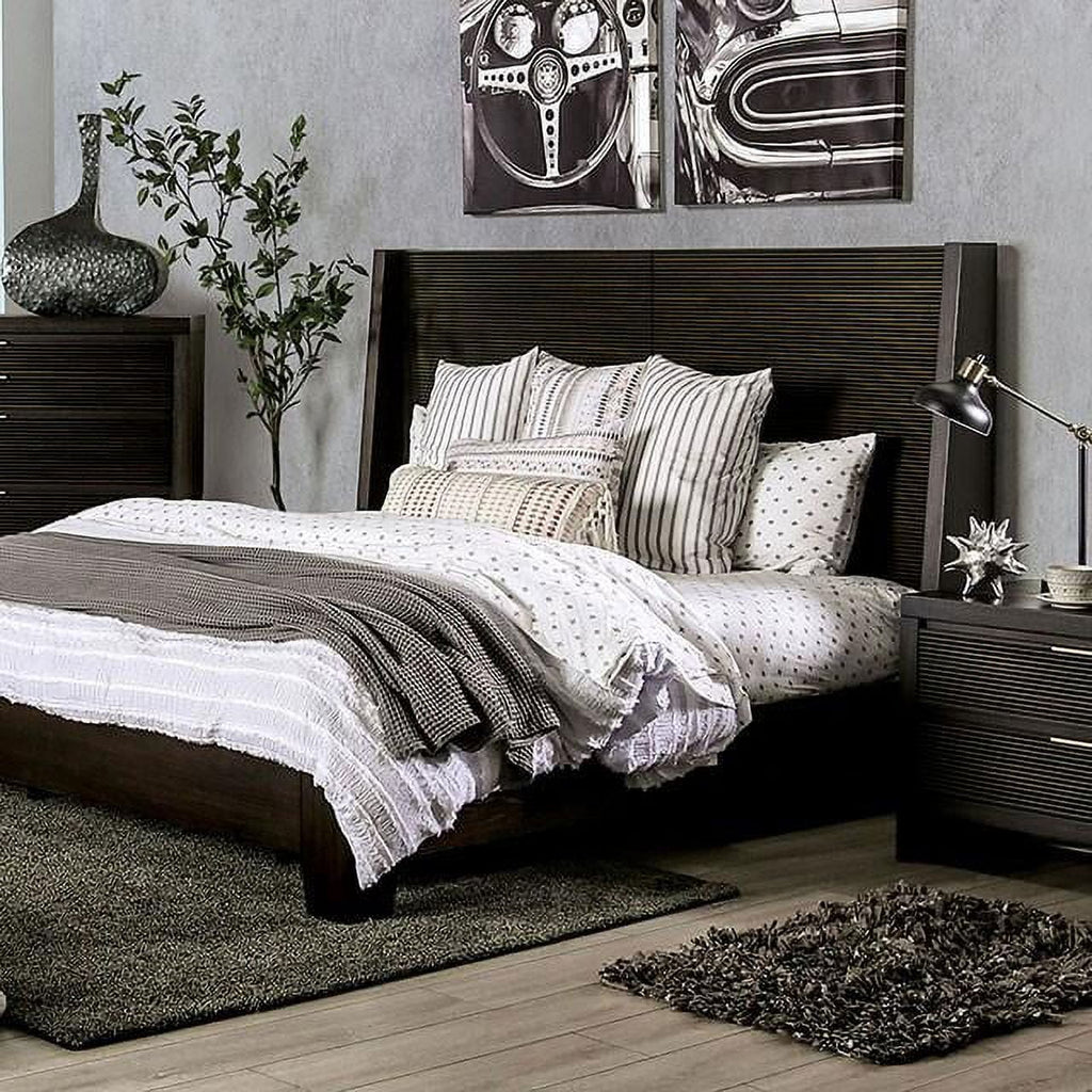 Dark Walnut Solid Wood Eastern King Size 4pc Bedroom Set X6723