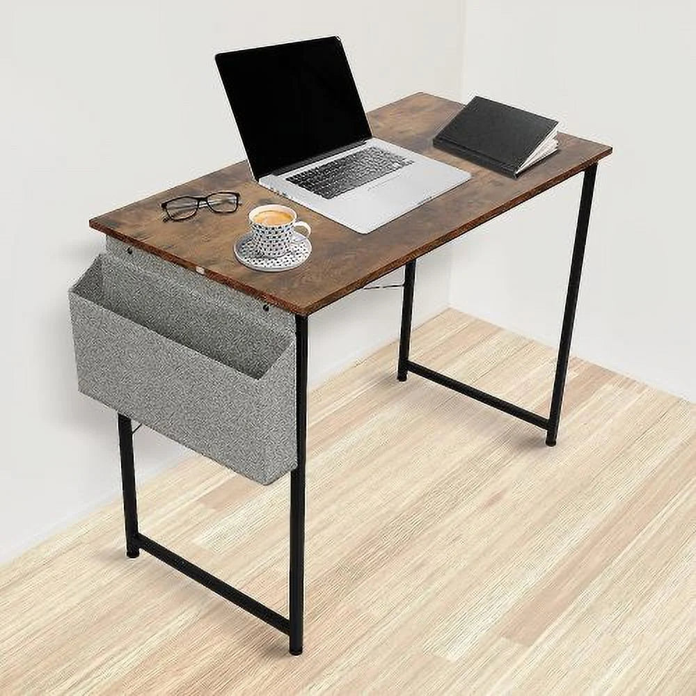 47 Inch Brown Wooden Desk with Storage Bag D829