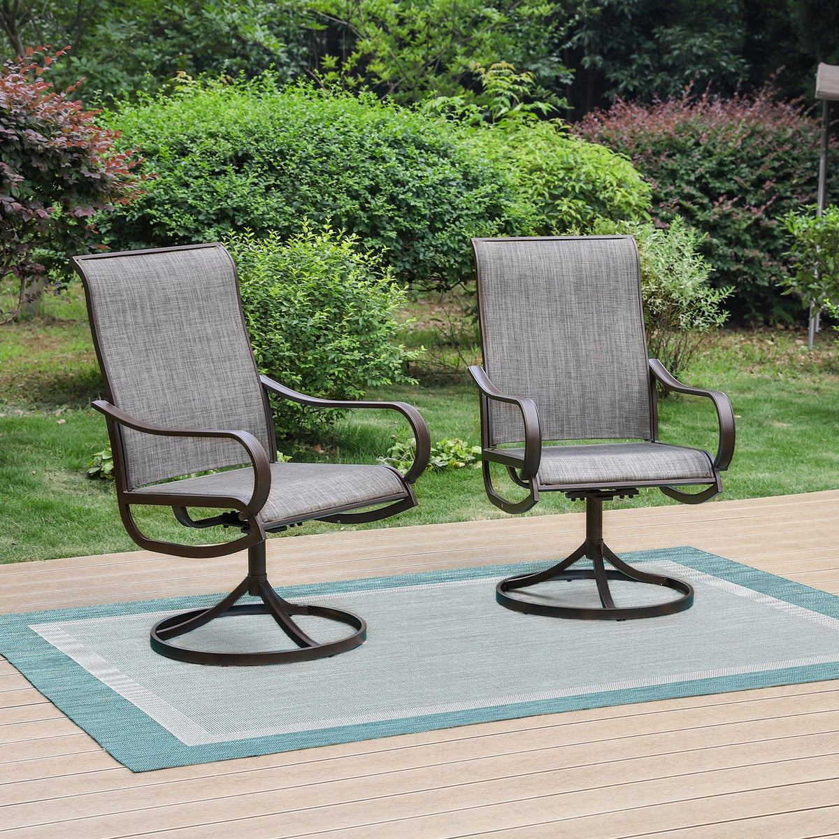 Patio Swivel Dining Chairs Set of 2 Black Steel Frame G9170