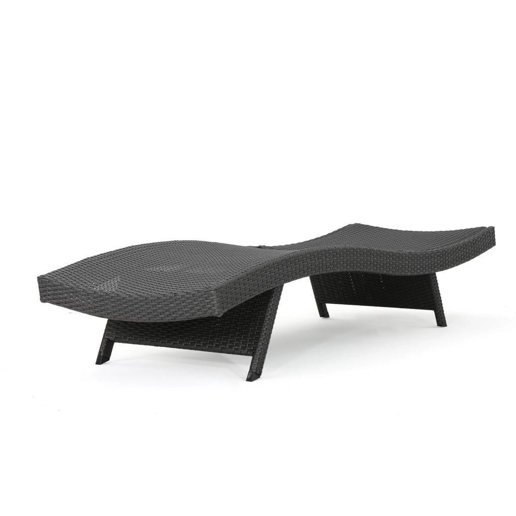 Grey Wicker Adjustable Chaise Lounge Set of 2 Y904