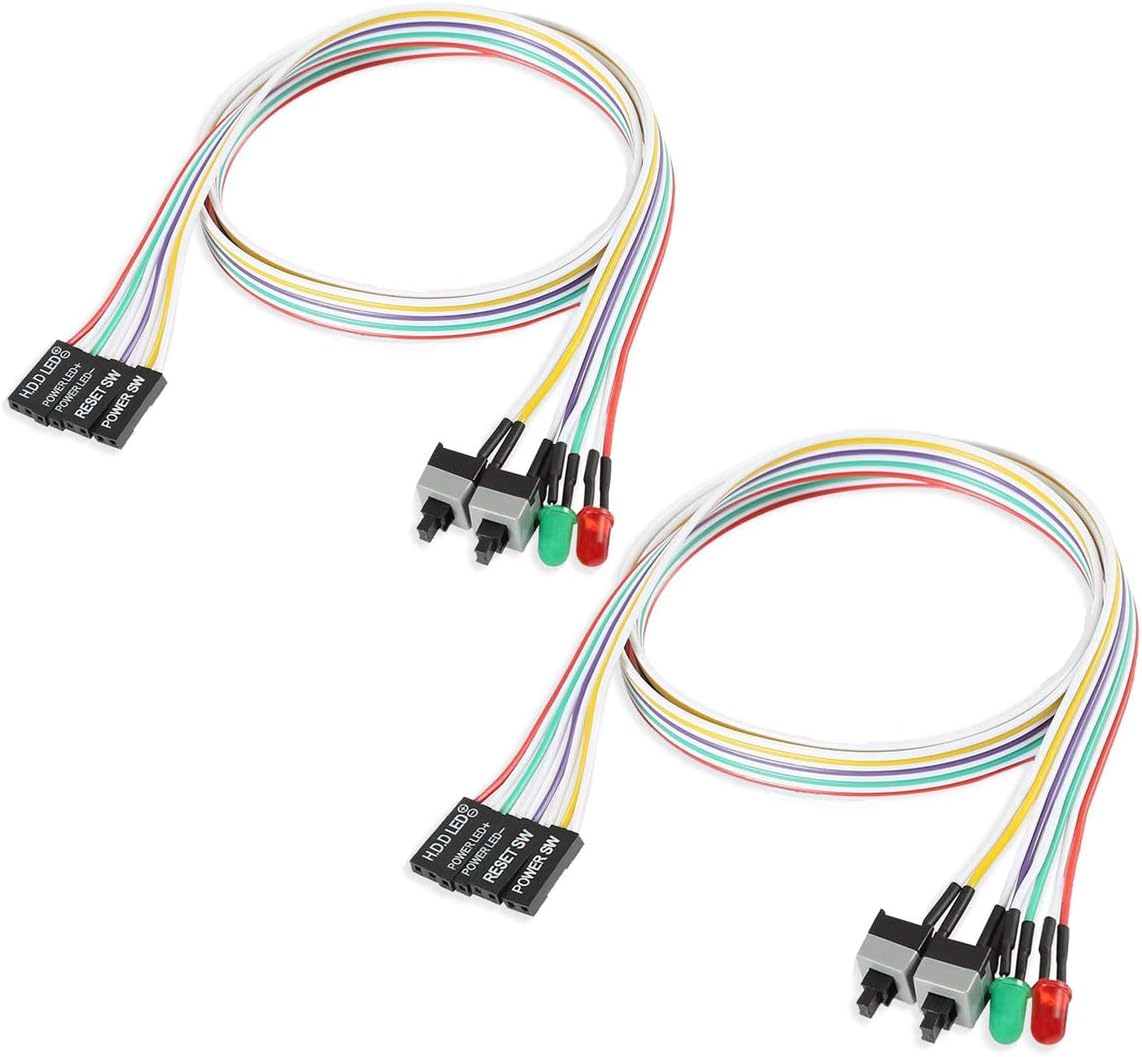 2-Pack Computer Case LED Light Switch Cable I5184