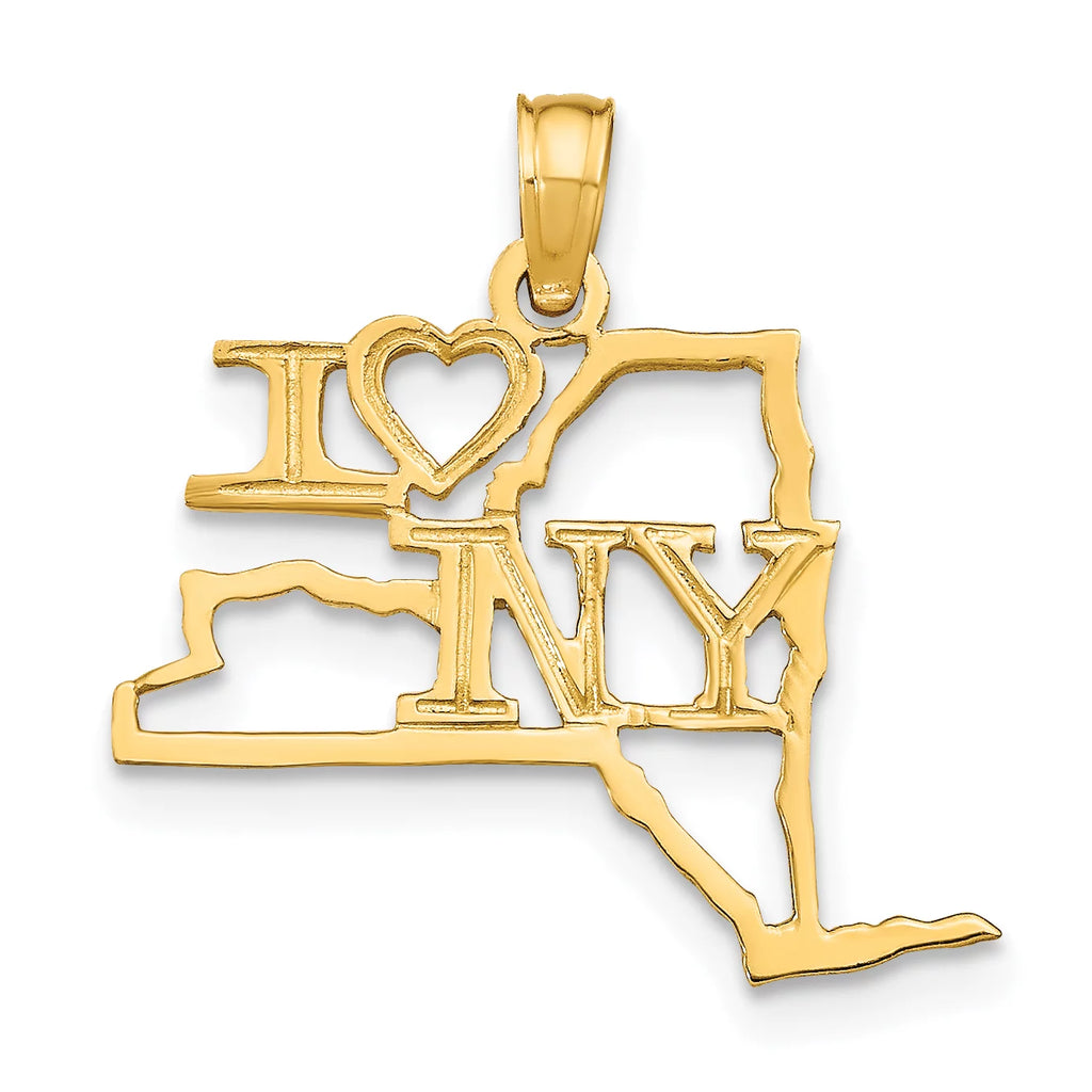 14K Yellow Gold New York State Pendant Charm Necklace 16'' Y514847