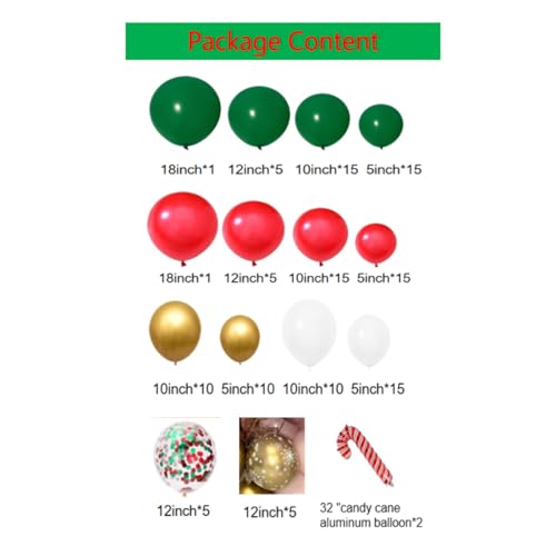 Christmas Balloon Garland Arch Kit with Banner and Red White Green Balloons O167