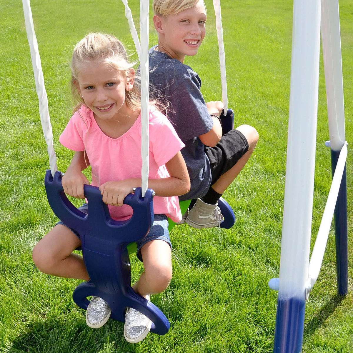 Metal Swing Set with Glider and Slide F341379