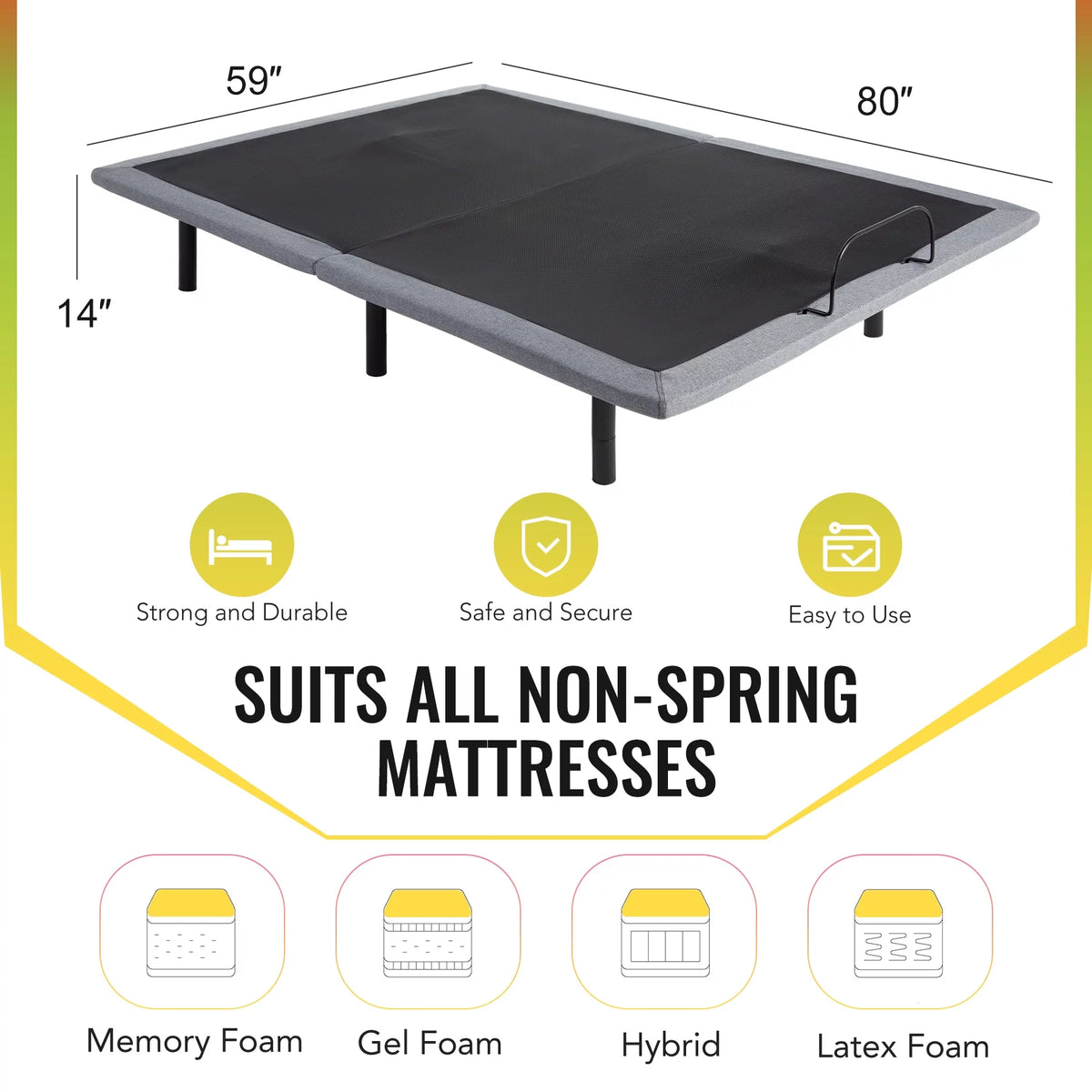 Queen Size Motorized Bed Frame with Remote M59684