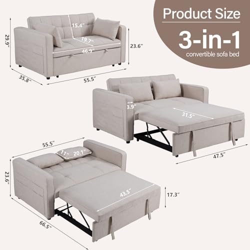Grey 3-in-1 Convertible Sleeper Sofa Bed P89045