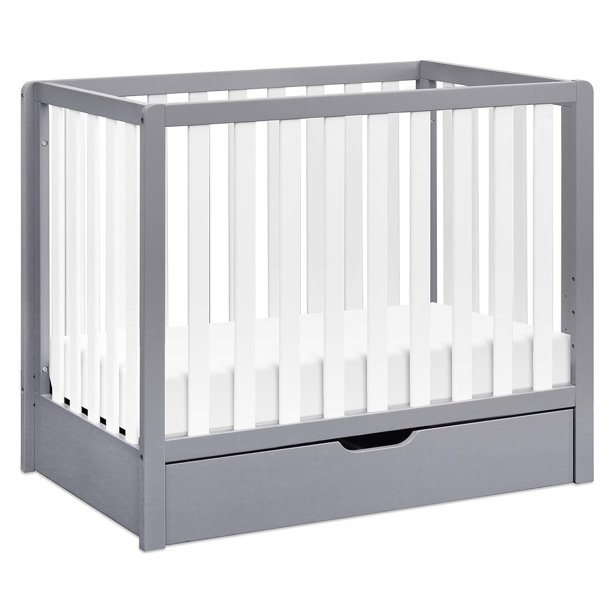 White 4-in-1 Convertible Mini Crib with Trundle Drawer Z441333
