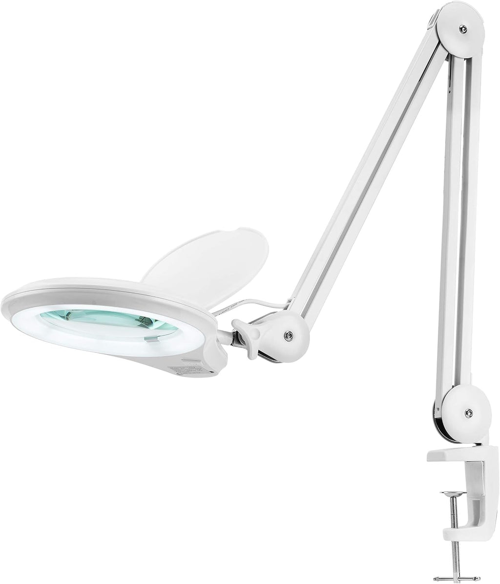 1,200 Lumens Super LED Magnifying Lamp with Clamp, 5 Diopter, Dimmable, 5 Inches Lens, White C798