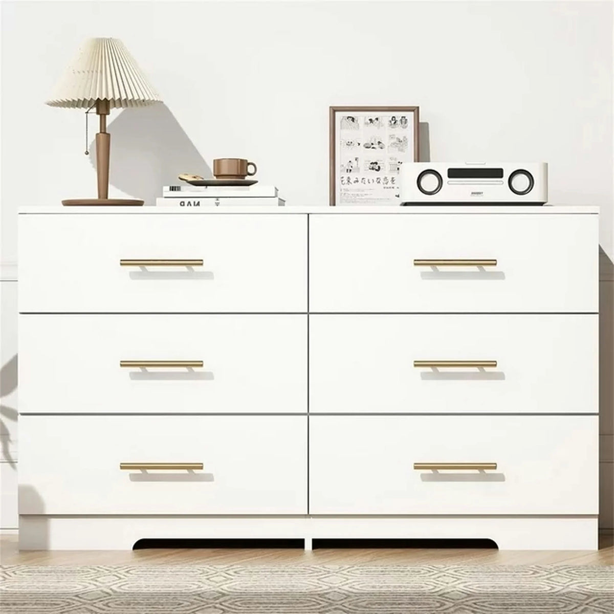 White 6 Drawer Dresser B211