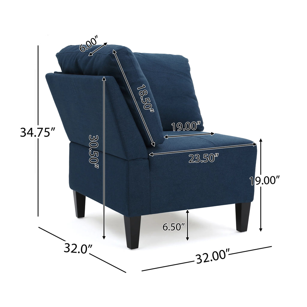 7 Piece Dark Blue Fabric Sectional Couch S506