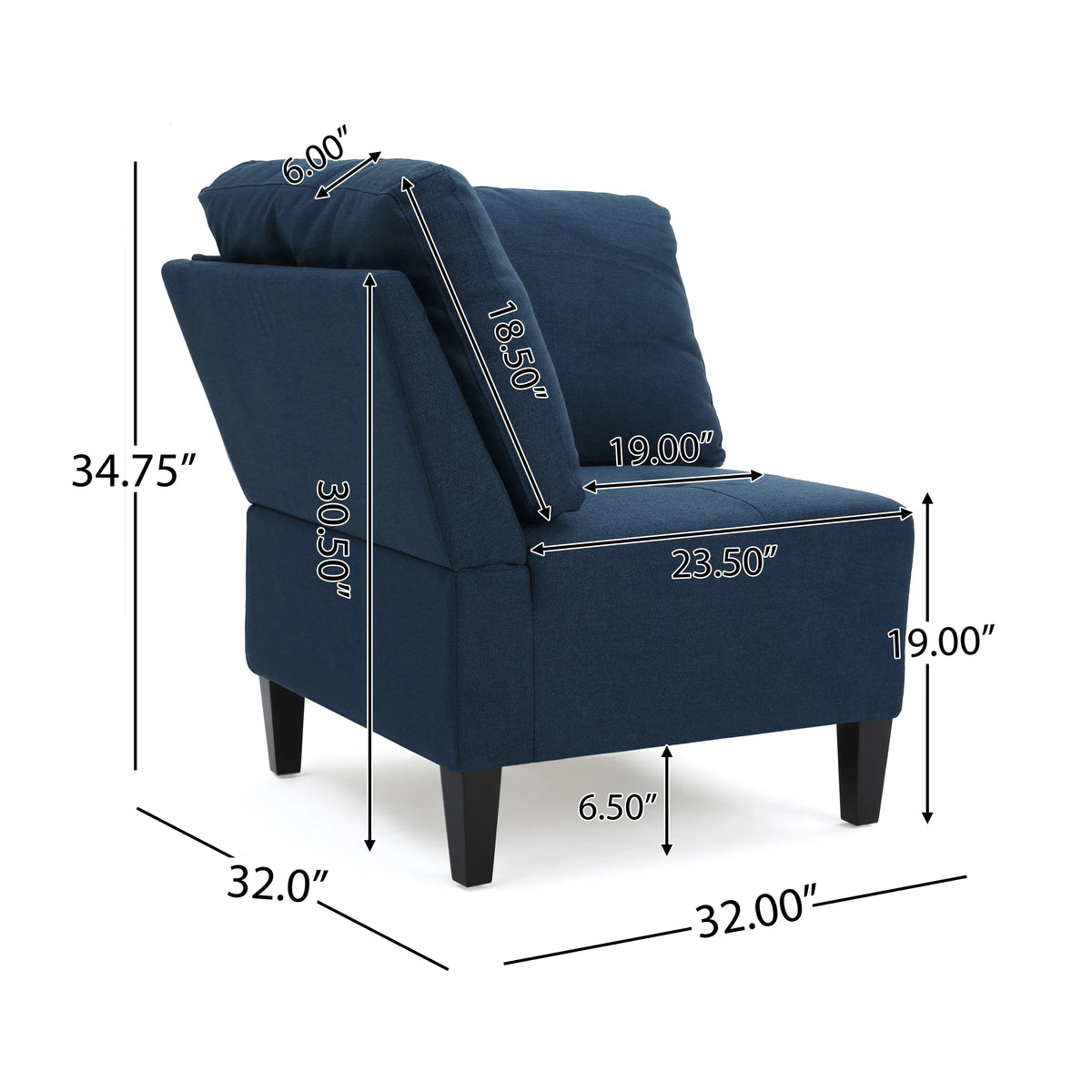 7 Piece Dark Blue Fabric Sectional Couch S506