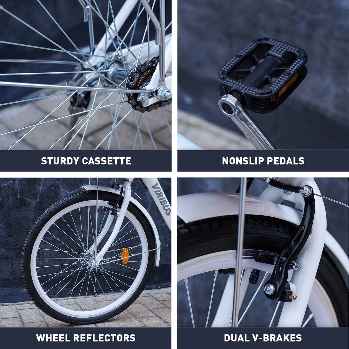 White 26 Inch Carbon Steel Hybrid Bike P539