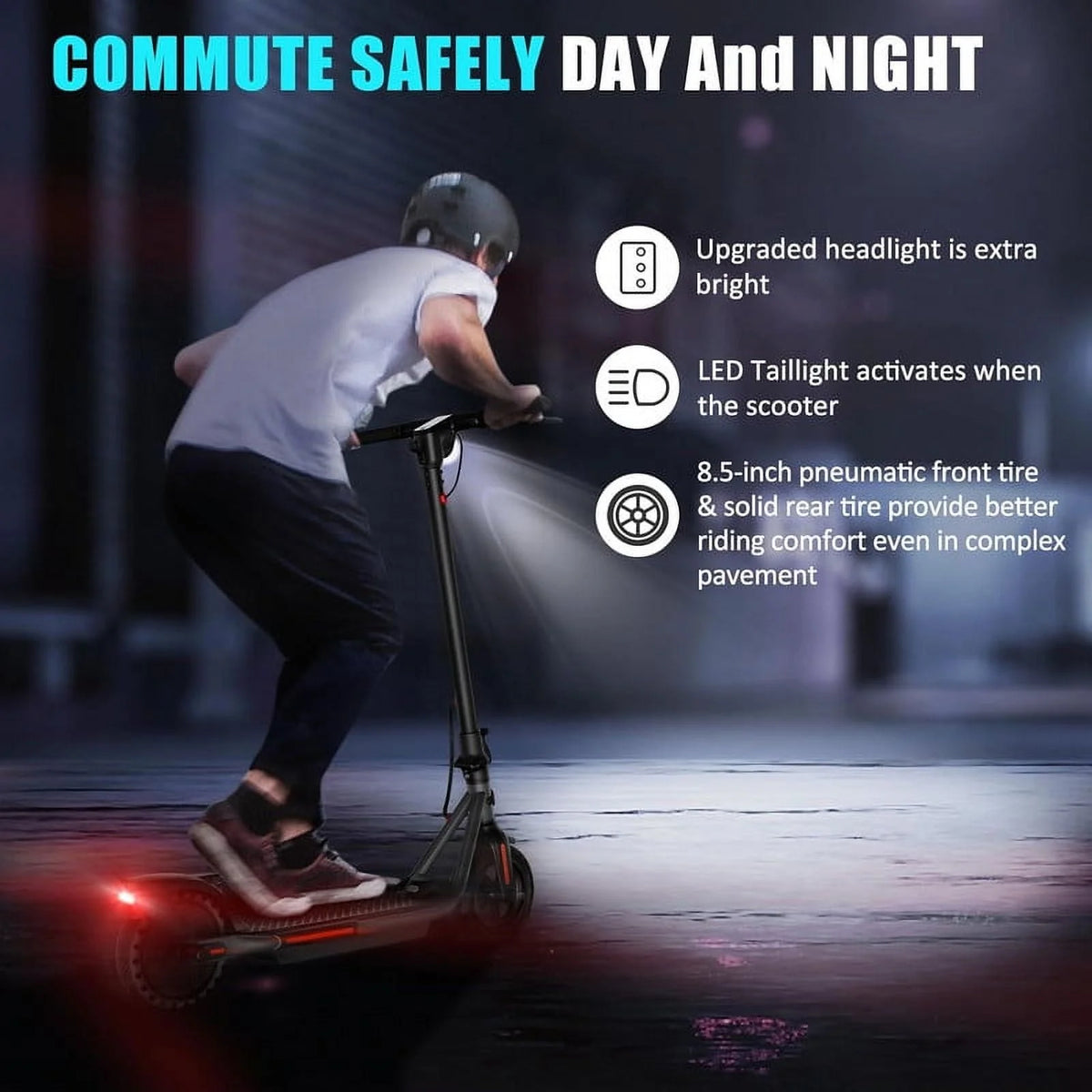 Electric Kick Scooter 300W Motor 8.5 Tires 15 Miles Range 19 Mph Folding J131