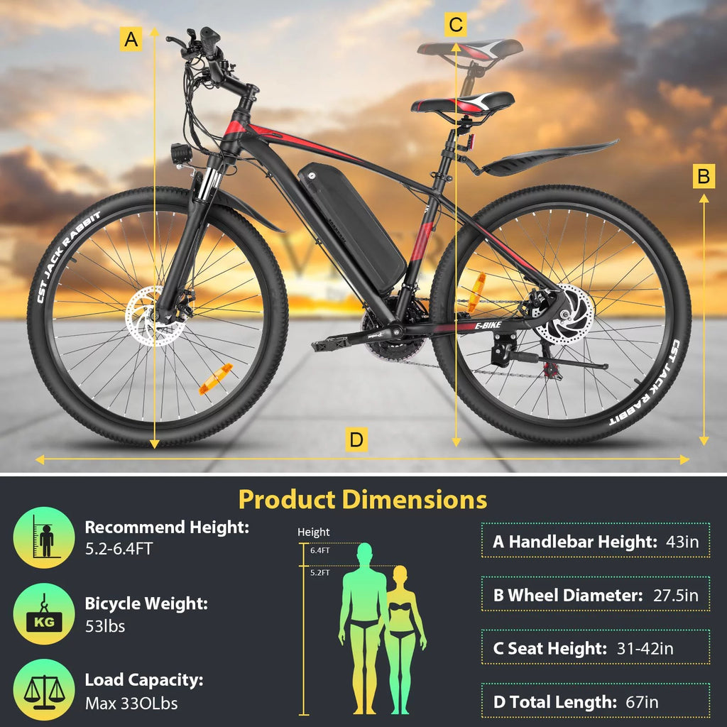 500W 21-Speed 27.5" Electric Mountain Bike D2994