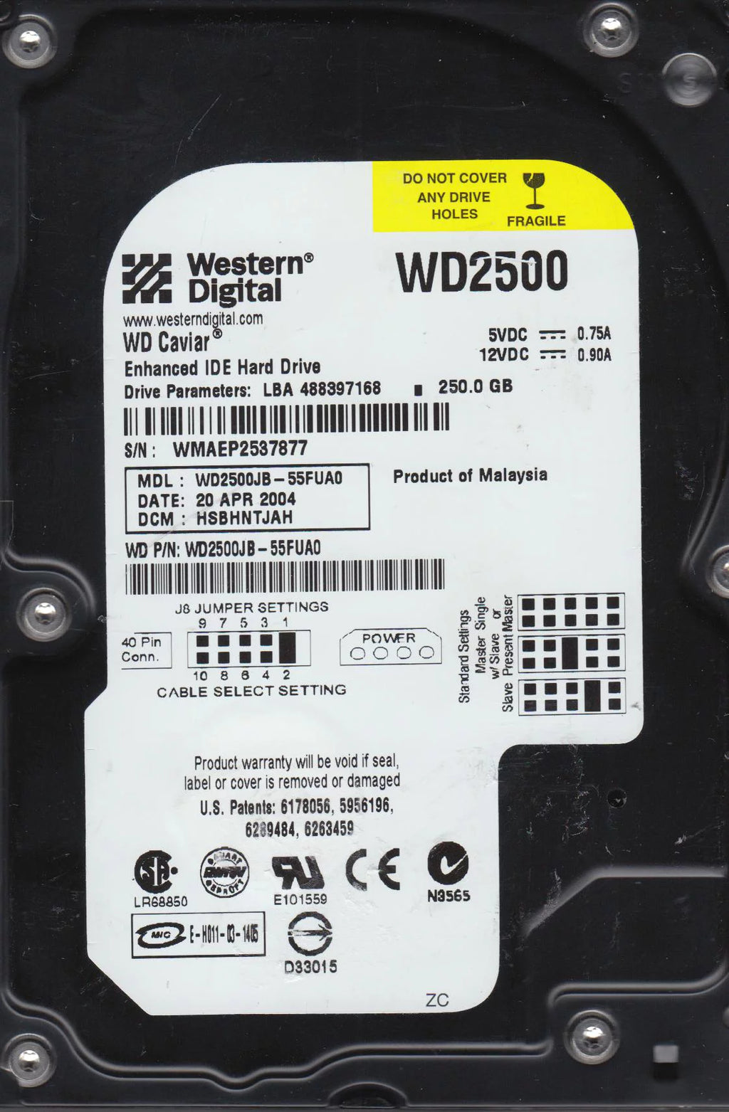 250GB IDE 3.5 Hard Drive F673