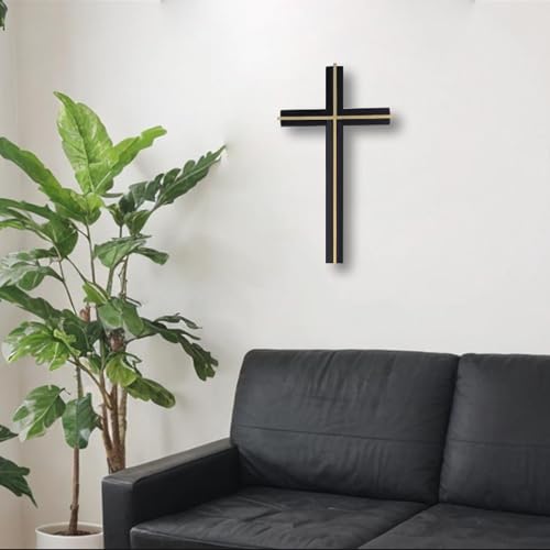 Handmade Black Gold Wooden Wall Cross U7496