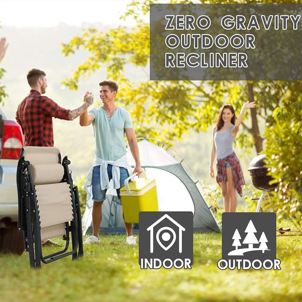 Oversized Zero Gravity Chair with Cup Holder Tray and Pillows T12075