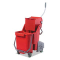 Red Plastic 8gal Restroom Mop Dual Bucket Combo K525819