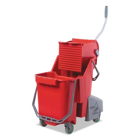 Red Plastic 8gal Restroom Mop Dual Bucket Combo K525819