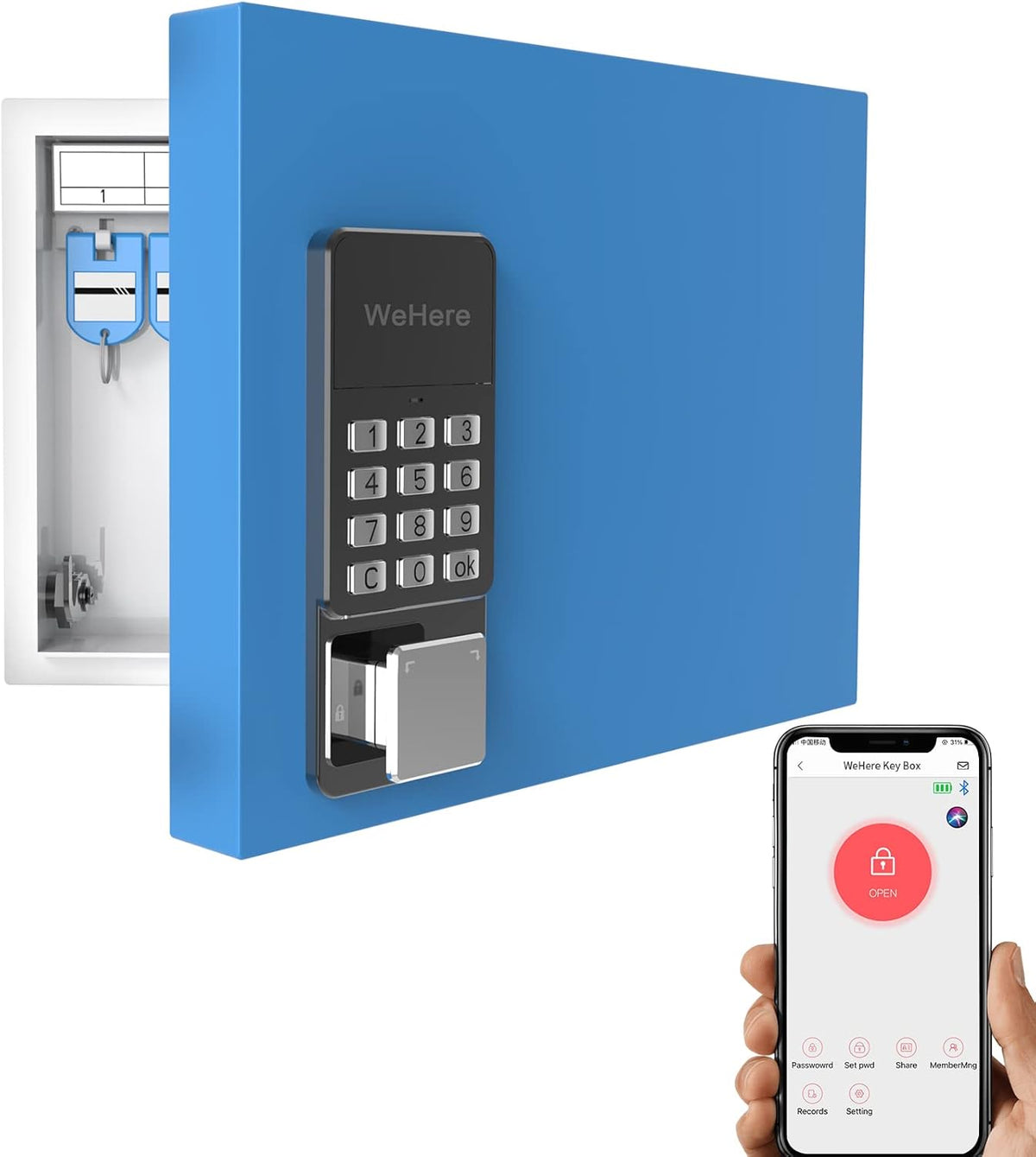 Metal 48 Keys Key Lock Box Wall Mount U539