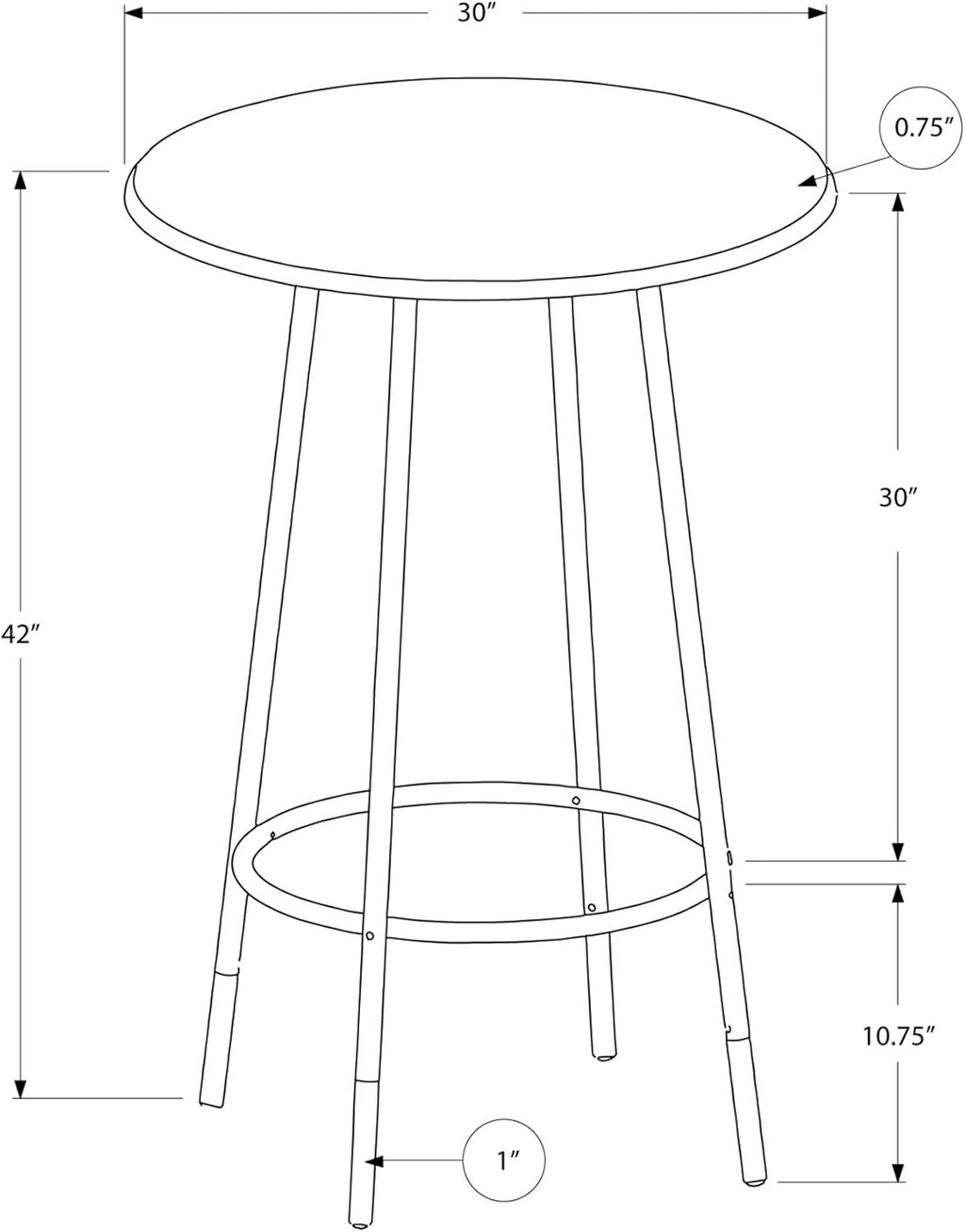 Bar Table, 30-Inch, Cappuccino/Marble/Coffee Q267