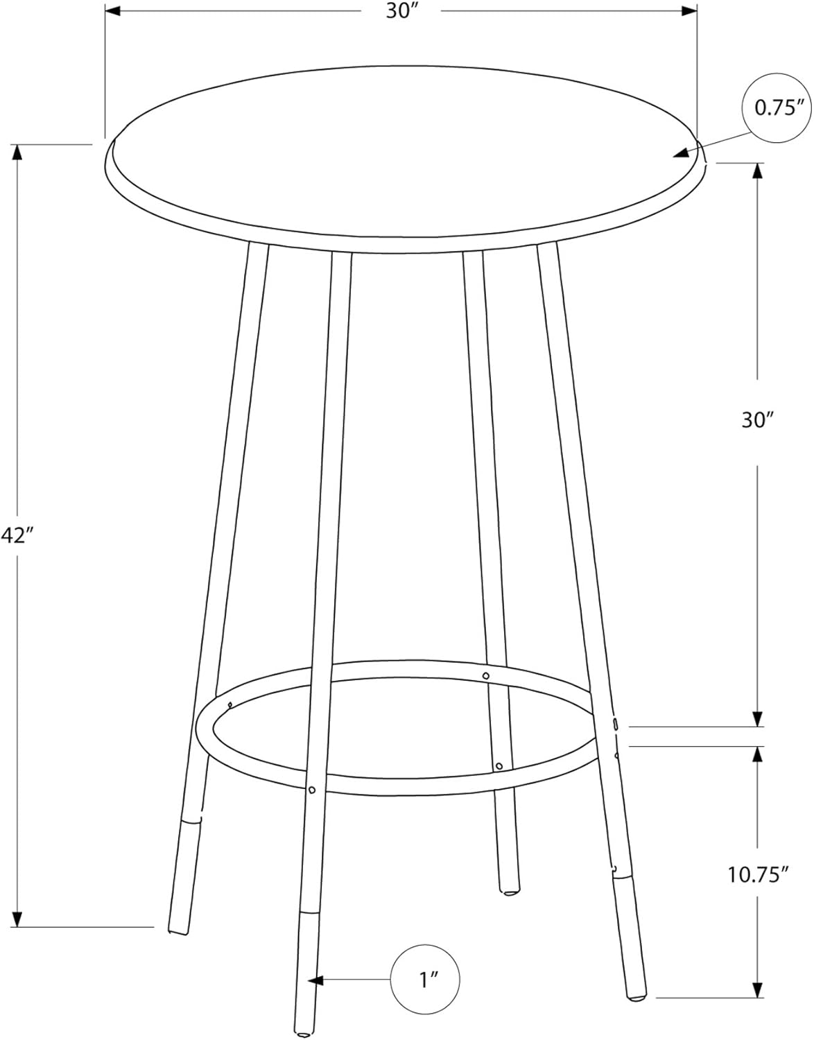 Bar Table, 30-Inch, Cappuccino/Marble/Coffee Q267