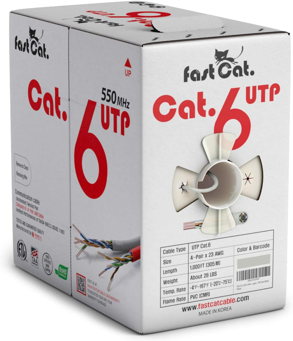 Cat6 Ethernet Cable 1000ft 23 AWG Solid Bare Copper Orange I693063