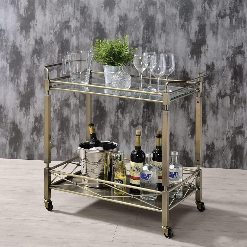 Antique Gold Clear Glass Cart U84085