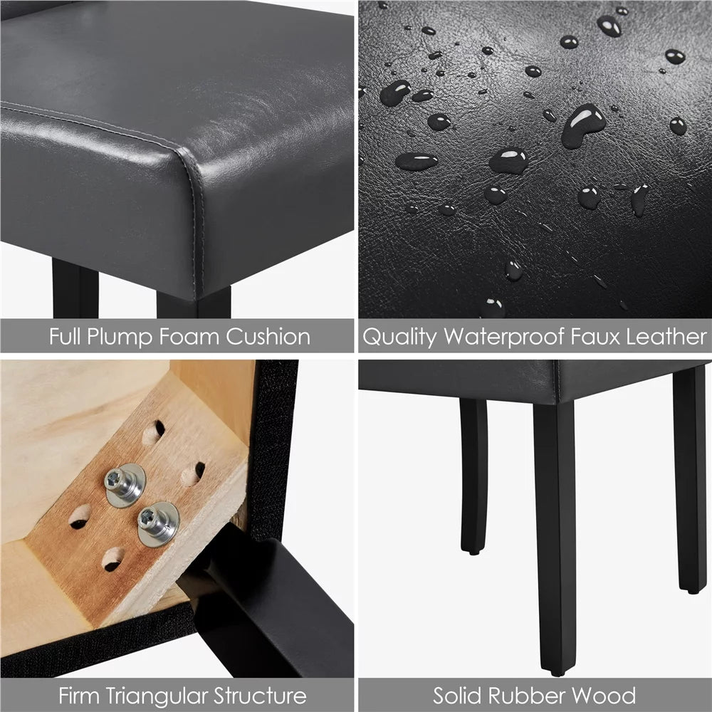Faux Leather Dining Chairs with Wood Legs Set of 6 Gray P19668