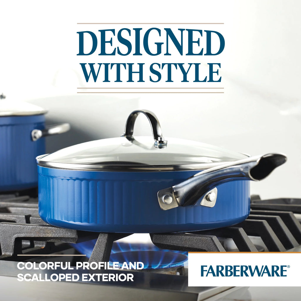 Blue 3 Qt Nonstick Cookware Saute Pan with Lid W58638