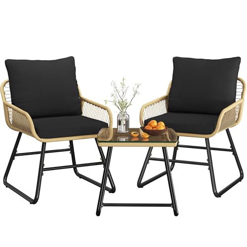 4 Piece Wicker Patio Furniture Set with Cushion and Pillow U762