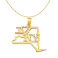 14K Yellow Gold New York State Pendant Charm Necklace 16'' Y514847