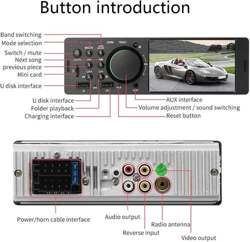 1 Din Car Radio 4.1 Inch Touch Screen Bluetooth Dual USB AUX SD Z247895