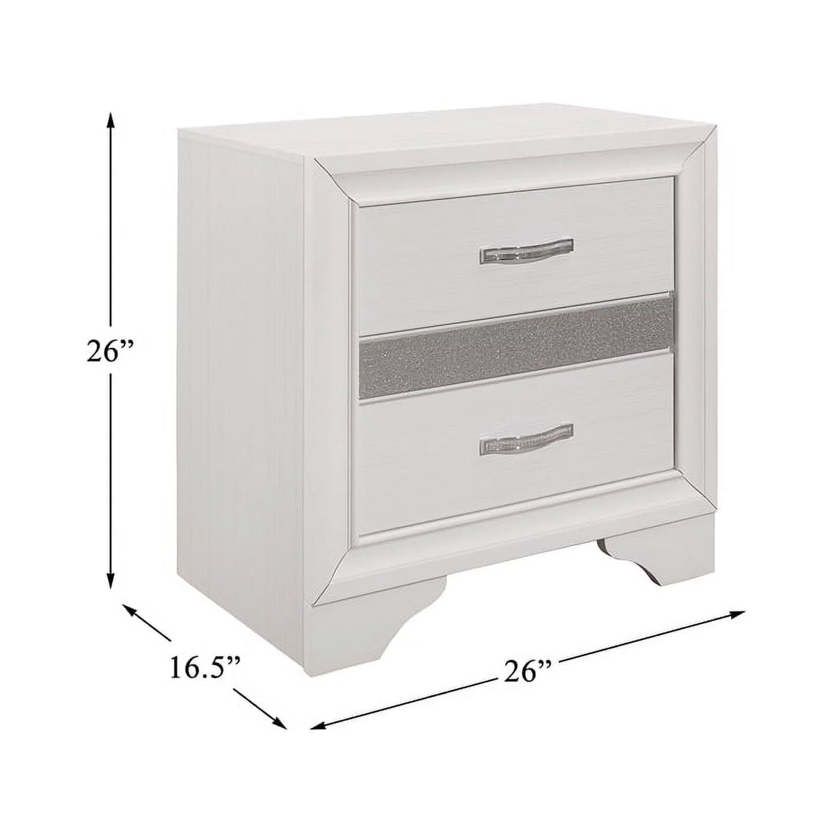 White 3 Drawer Wood Nightstand I85215
