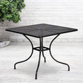 Square Black Steel Patio Table with Umbrella Hole E444027