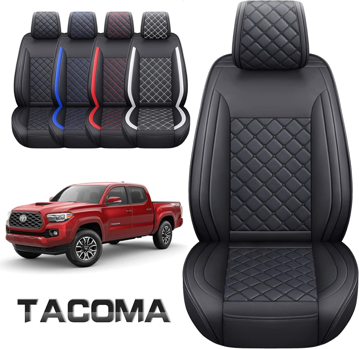 Waterproof Faux Leather Car Seat Covers Full Set Black-White H1986