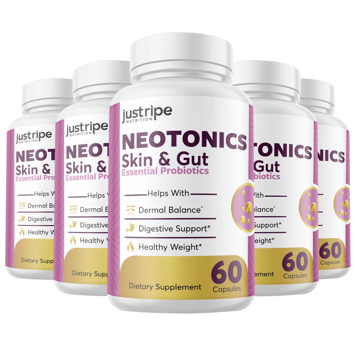 5 Pack Skin & Gut Probiotics Supplement Pills S4528