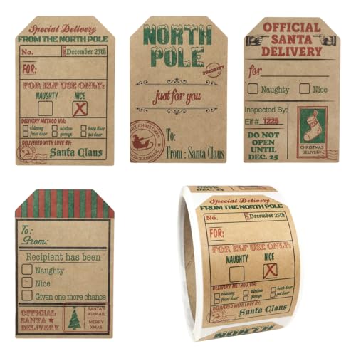 Kraft Gift Tag Stickers, 2 x 3 Inch, Roll of 100 L647267