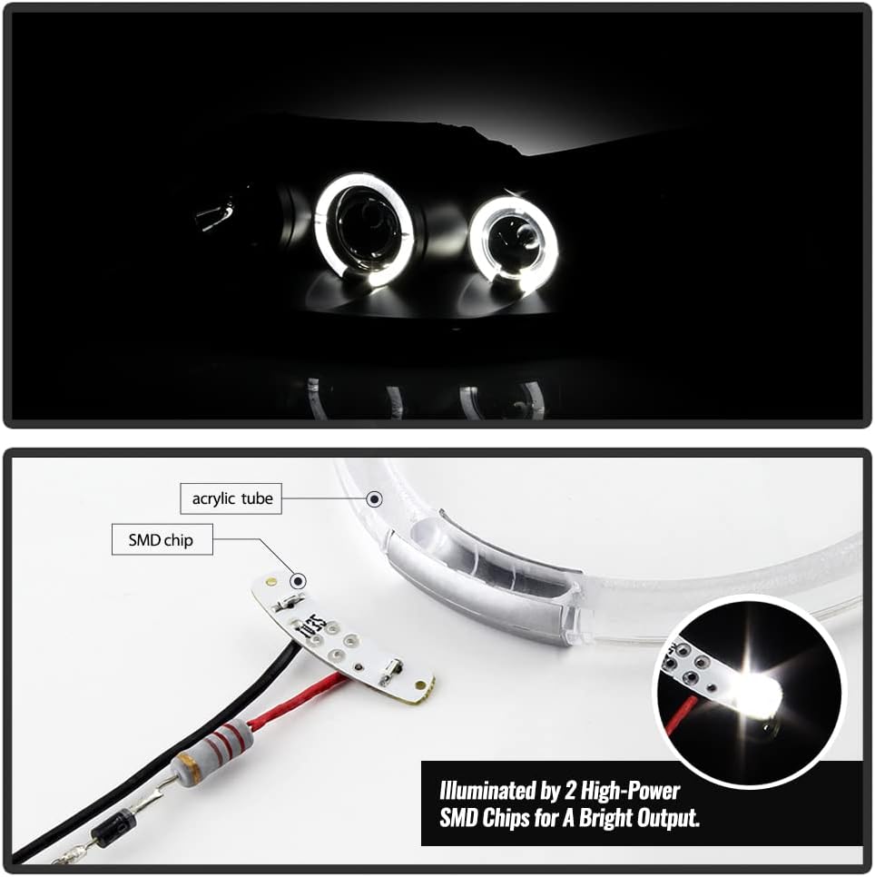 For 1999-2004 Ford Mustang Black Housing Projector Headlights F524971