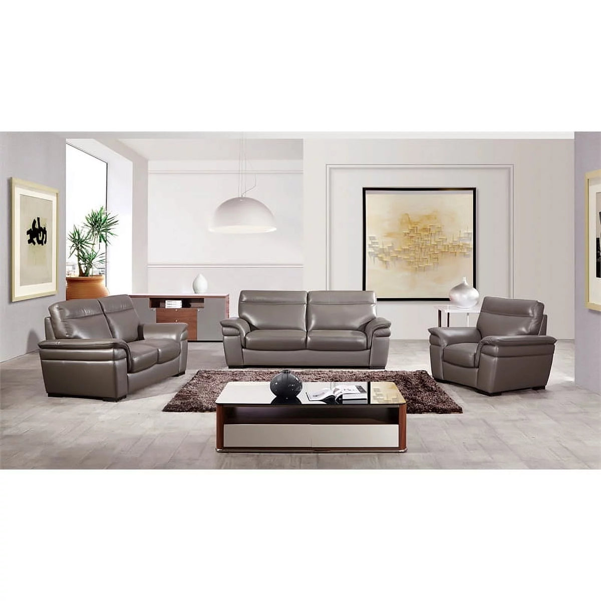 Taupe Italian Leather Loveseat V47690
