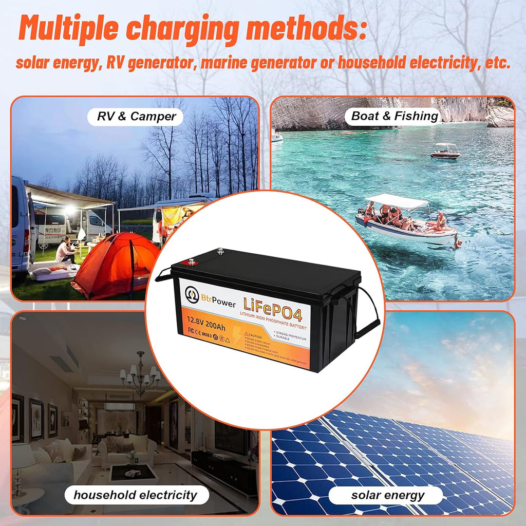 2 Pack 12V 200Ah LiFePO4 Deep Cycle Rechargeable Battery Pack I87395