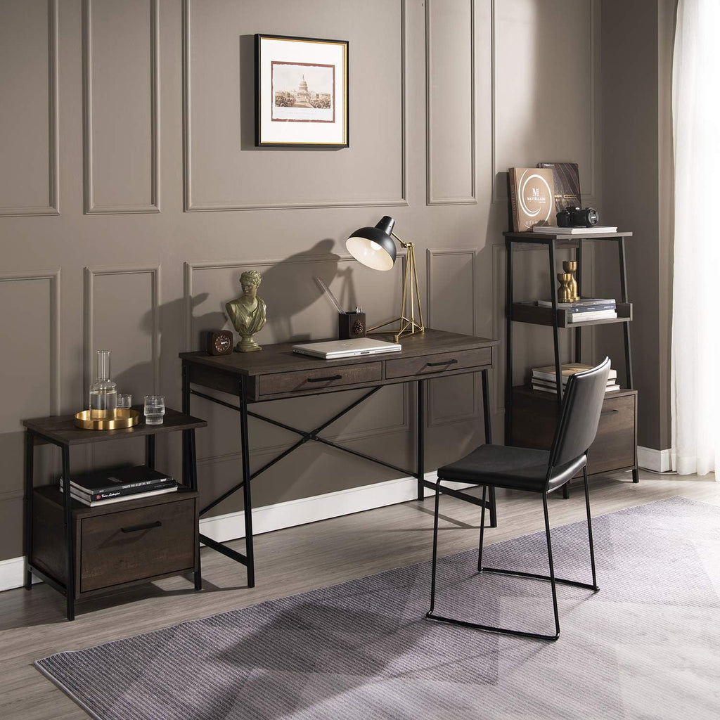 Smoky Oak Bookcase with Storage Shelf and Drawer M9033