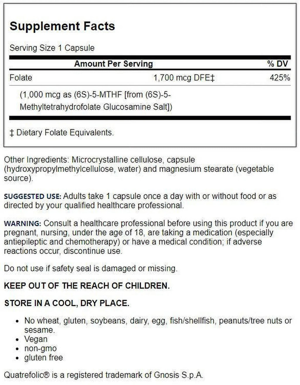1000 mcg Methyl Folate V18296