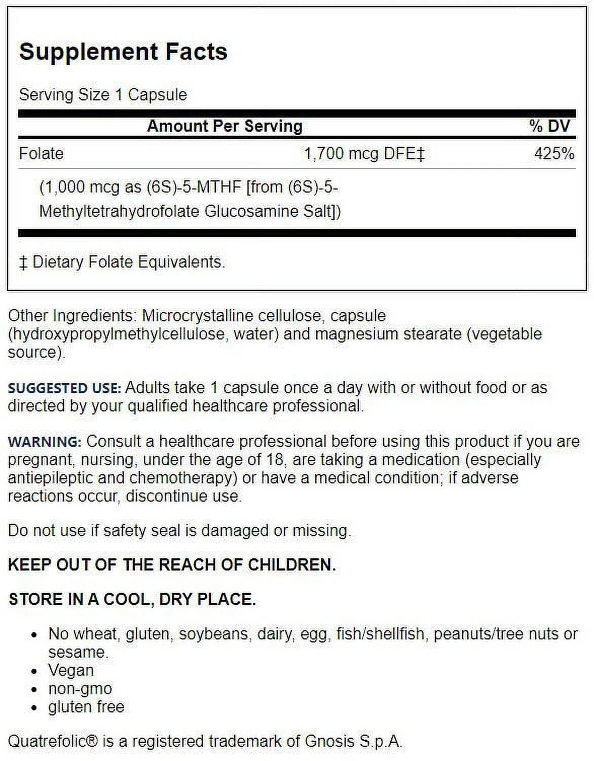 1000 mcg Methyl Folate V18296