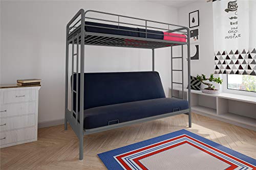 Black Twin-Over-Futon Convertible Couch and Bed with Metal Frame I106