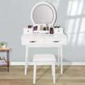 White Vanity Table Set with Lighted Mirror and 4 Drawers B628