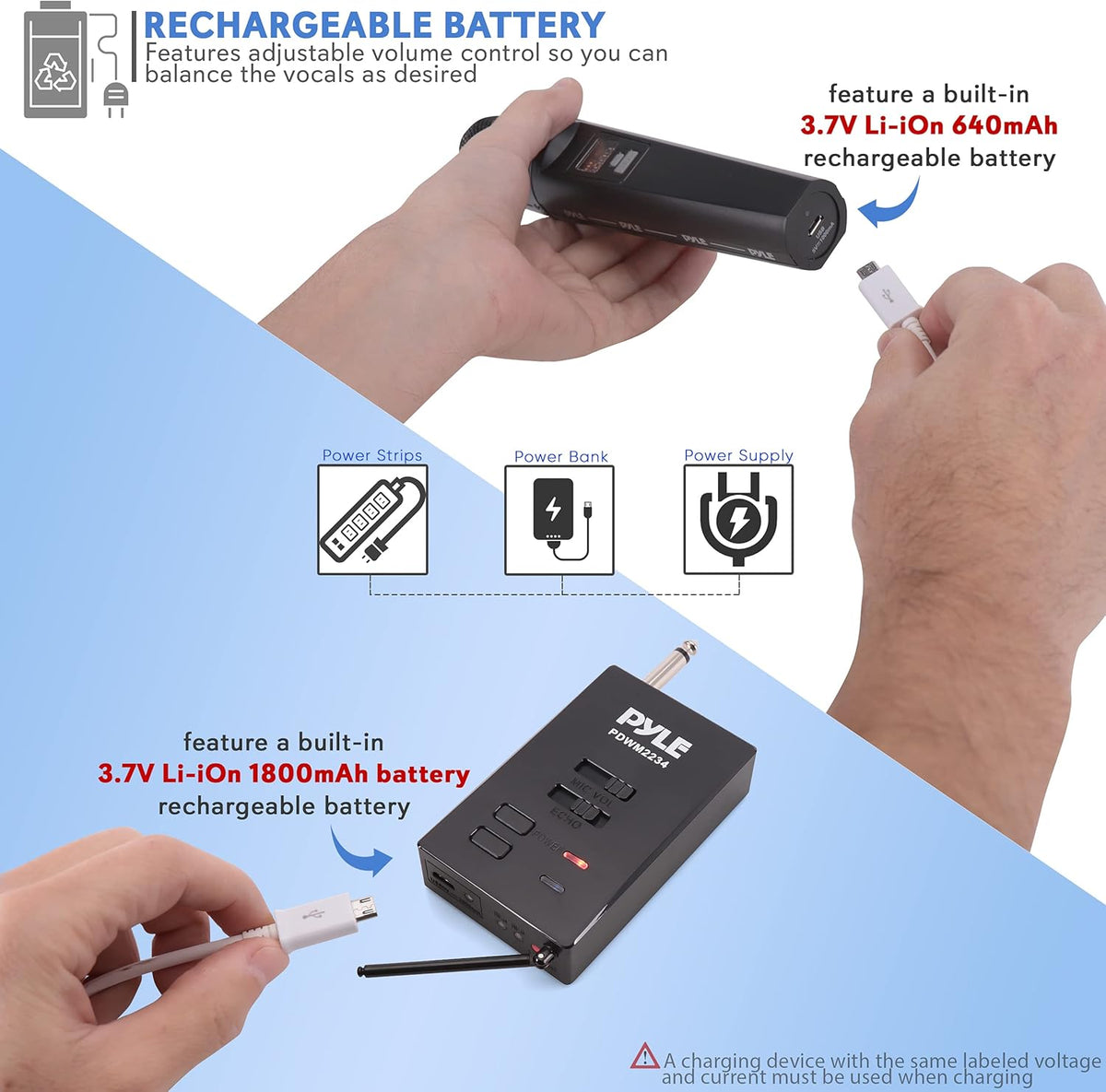 Portable Dual Wireless Microphone System with 2 Handheld Transmitter and 1 Receiver G6308