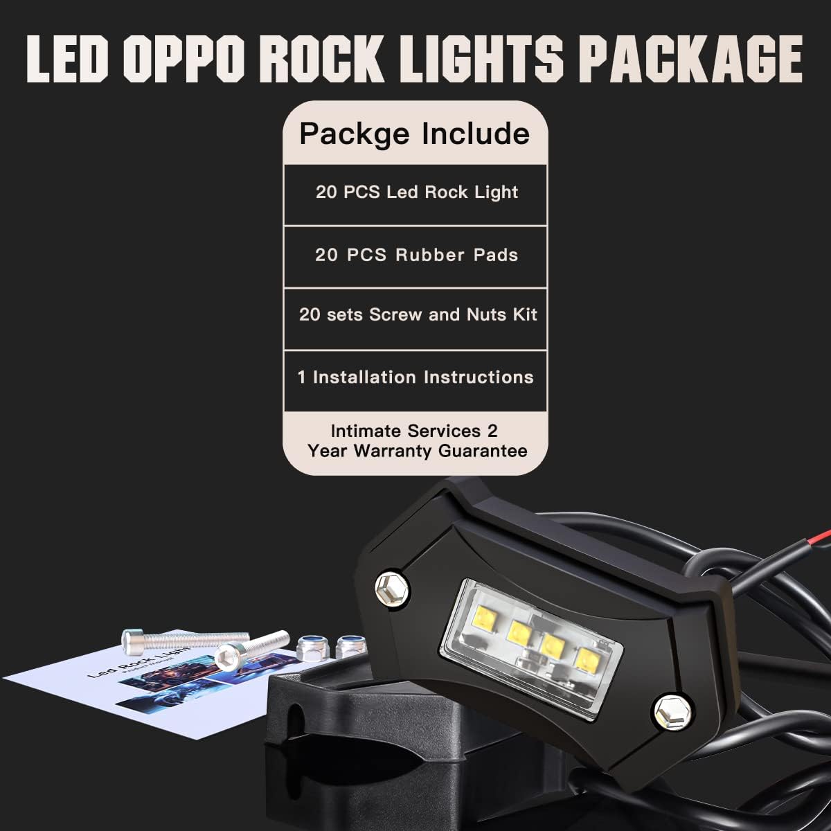 White LED Rock Lights 20PCS Waterproof X718974