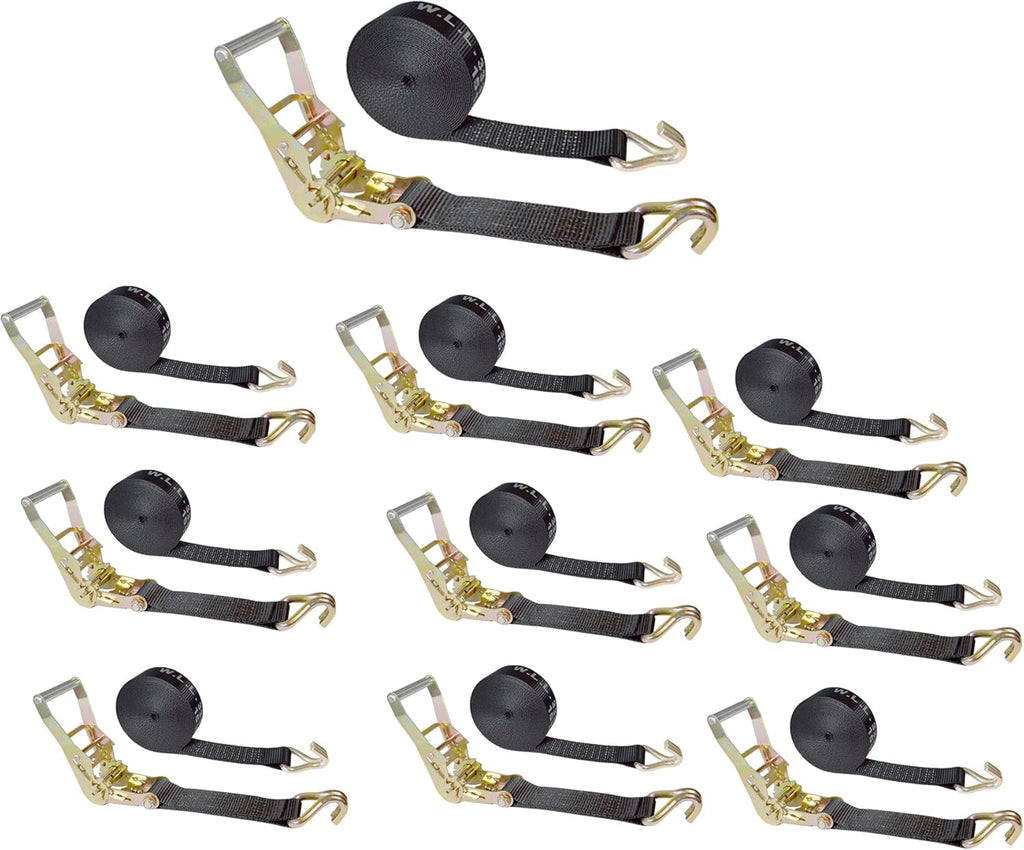 2” x 30’ Double Wire J Hook Ratchet Straps, 4 Pack B846